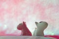 Couple dog on pink background. Royalty Free Stock Photo