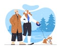 Couple with dog in winter vector concept