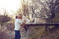 Couple with dog Royalty Free Stock Photo