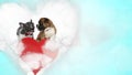 Couple of dogs panting happy and looking with love Royalty Free Stock Photo