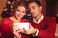 Couple doing christmas selfie Royalty Free Stock Photo