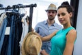 Couple doing shopping at clothes store Royalty Free Stock Photo