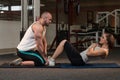 Couple Doing Sit-Ups Abdominal Crunch Royalty Free Stock Photo