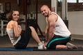 Couple Doing Sit-Ups Abdominal Crunch Royalty Free Stock Photo