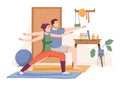 Couple doing sports at home together, active life Royalty Free Stock Photo