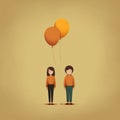 Illustration Couple With Balloons In Nicolas Bruno Style