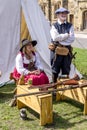 Couple dresed in old english costumes Royalty Free Stock Photo