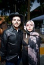 Couple dressed up for Day of the Dead Celebration in Fort Lauderdale Florida