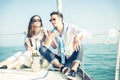 Couple drink champagne on a boat Royalty Free Stock Photo