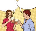 Couple drinking beer