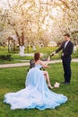 Couple drinking champagne outdoor Royalty Free Stock Photo