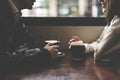 Couple Drinking Coffee Shop Relax Royalty Free Stock Photo