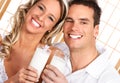 Couple drinking milk