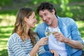 Couple drinking white wine