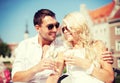 Couple drinking wine in cafe Royalty Free Stock Photo