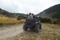 Couple drive atv quad bike Royalty Free Stock Photo