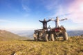 Couple driving off-road with quad bike or ATV Royalty Free Stock Photo