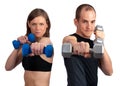 Couple with dumbells and attitude