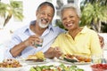 Couple Eating An Al Fresco Meal Royalty Free Stock Photo