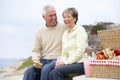 Couple Eating An Al Fresco Meal At The Beach Royalty Free Stock Photo