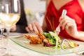 Couple eating dinner in very good restaurant