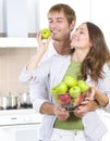 Couple Eating fresh fruits Royalty Free Stock Photo