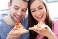 Couple eating pizza Royalty Free Stock Photo