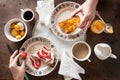 Couple eating romantic breakfast