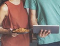 Couple Eating Spaghetti Sweet Moments Concept