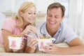 Couple Eating Takeaway meal, mealtime Together Royalty Free Stock Photo