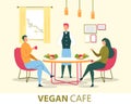 Couple Eating in Vegan Cafe Flat Vector Concept