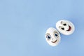 Couple eggs with happy face for love concept,
