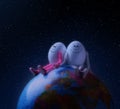 Couple eggs sitting on a planet Earth