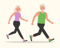 Couple elderly running character vector design