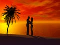 A couple embracing each other at sunset. Royalty Free Stock Photo