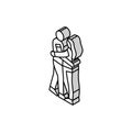 couple embracing love isometric icon vector illustration