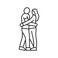 couple embracing love line icon vector illustration