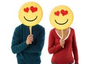 Couple with emoticon