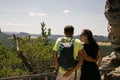 Couple enjoy the view sunny day