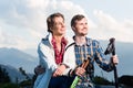 Couple enjoying the alpine mountains Royalty Free Stock Photo