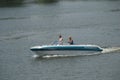 Couple enjoying a boat ride on Lake Bellville