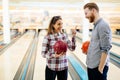 Couple enjoying bowling together Royalty Free Stock Photo