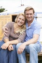 Couple Enjoying Camping Holiday In Traditional Yurt Royalty Free Stock Photo