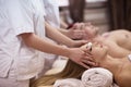 Couple enjoying head massage at the spa Royalty Free Stock Photo