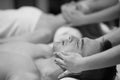 Couple enjoying head massage at the spa Royalty Free Stock Photo