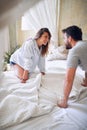 Couple  enjoying intimate moment at morning in bed Royalty Free Stock Photo