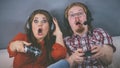 Gamer couple playing games