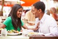 Couple Enjoying Lunch In Outdoor Restaurant Royalty Free Stock Photo