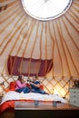 Couple Enjoying Luxury Camping Holiday In Yurt Royalty Free Stock Photo