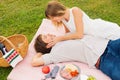 Couple Enjoying Romantic Sunset Picnic Royalty Free Stock Photo